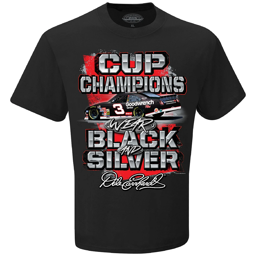 Men's Checkered Flag Sports  Black Dale Earnhardt Champions Wear T-Shirt