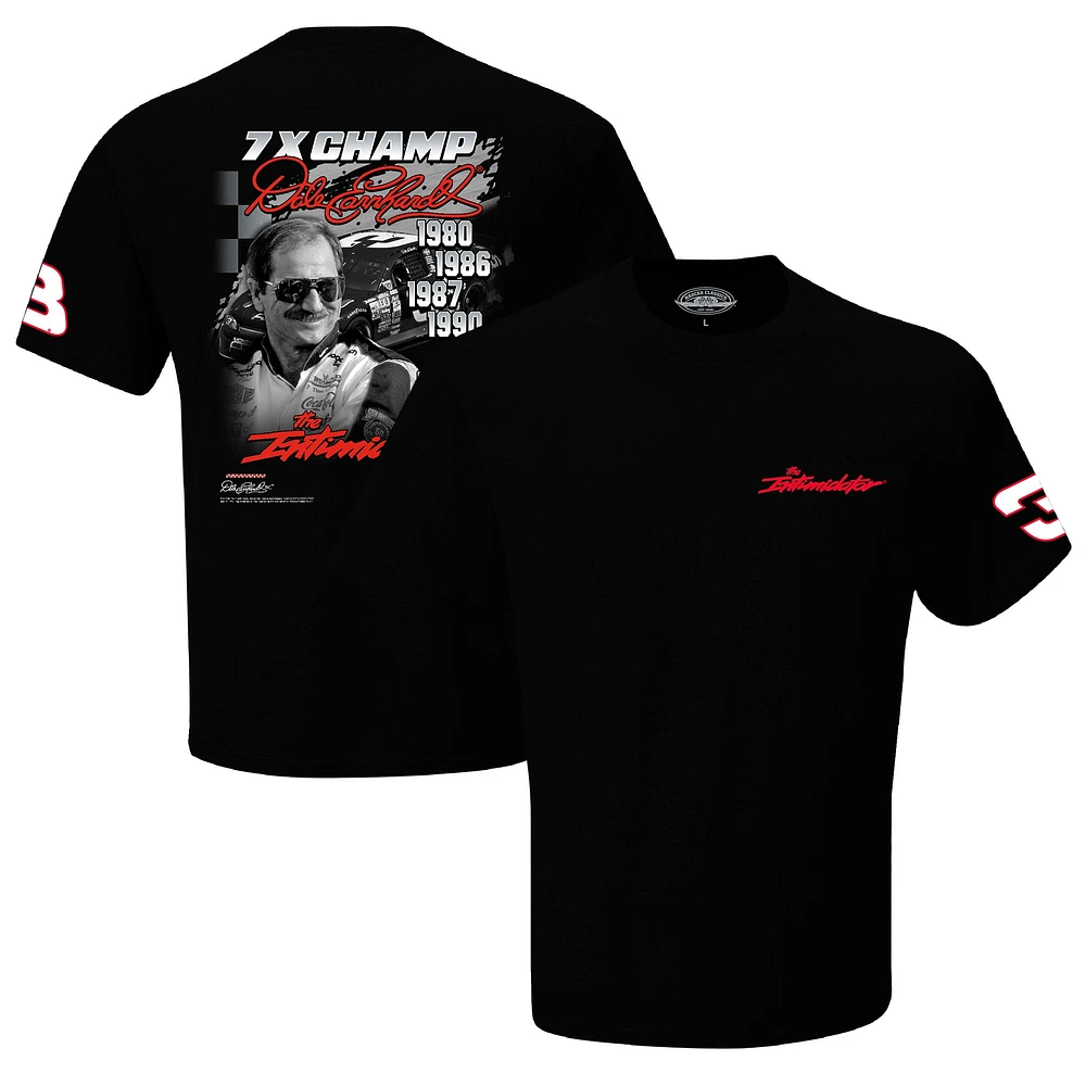 T-shirt à damier pour homme Dale Earnhardt, sept fois champion Intimidator, noir