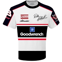 T-shirt d'uniforme sublimé Dale Earnhardt Goodwrench Legend à damier pour homme, blanc/noir