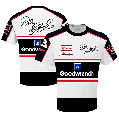 T-shirt d'uniforme sublimé Dale Earnhardt Goodwrench Legend à damier pour homme, blanc/noir