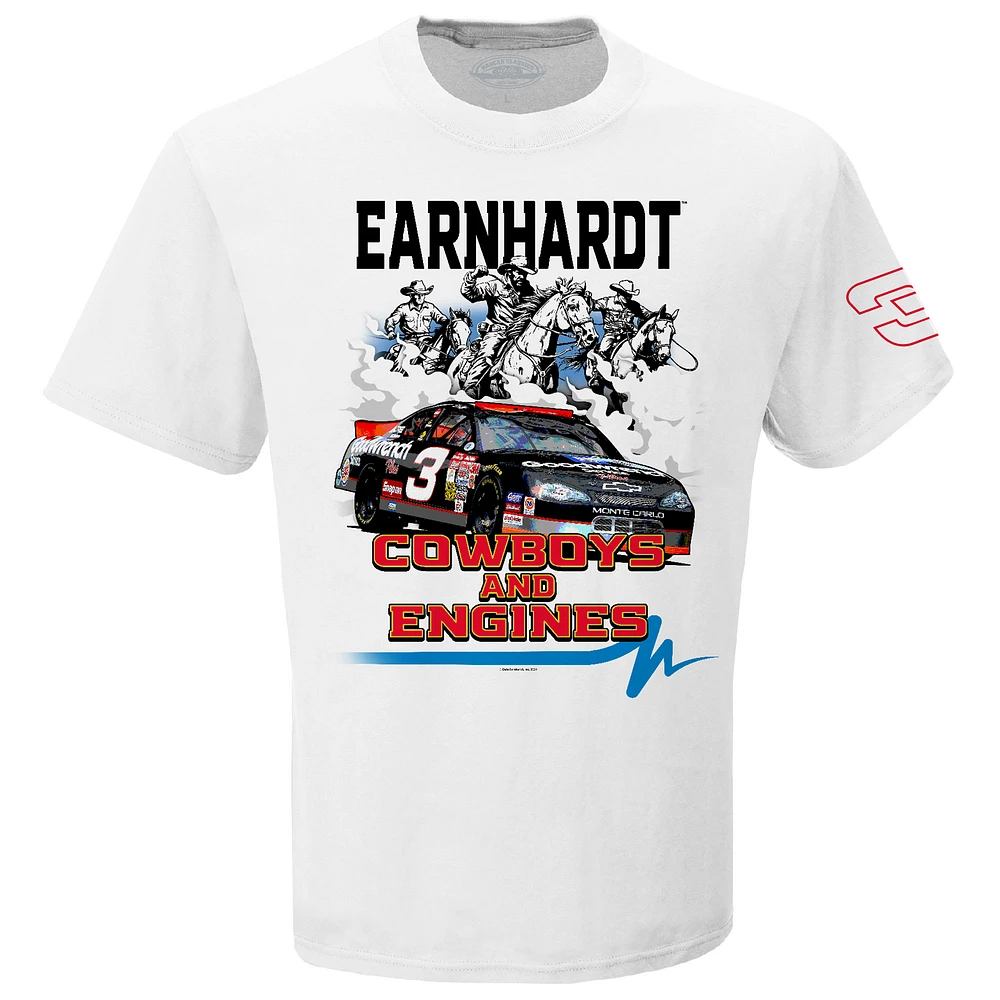 T-shirt à damier pour homme Dale Earnhardt Cowboys & Engines blanc