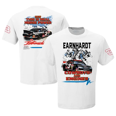 Men's Checkered Flag Sports White Dale Earnhardt Cowboys & Engines T-Shirt