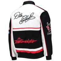 Men's JH Design Black/White Dale Earnhardt Twill Uniform Full-Snap Jacket