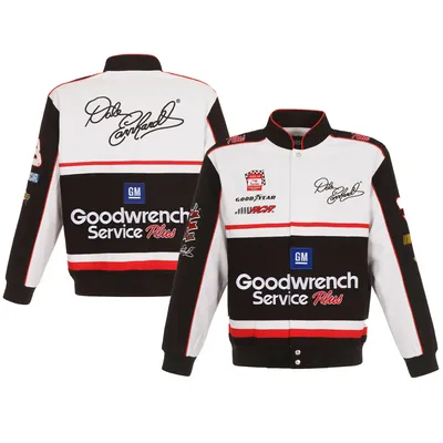 Dale Earnhardt JH Design Goodwrench Twill Uniform Full-Snap Jacket - White/Black