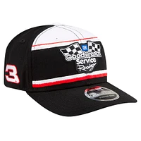 Casquette extensible à boutons-pression Dale Earnhardt Goodwrench Service 9SEVENTY de New Era pour homme, noire et blanche