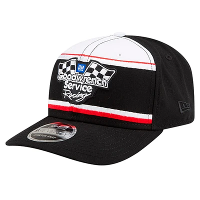 Casquette extensible à boutons-pression Dale Earnhardt Goodwrench Service 9SEVENTY de New Era pour homme, noire et blanche