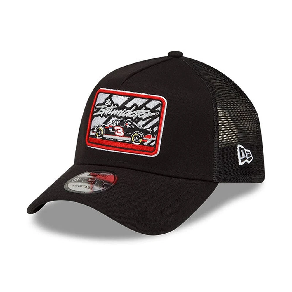 Casquette New Era noire Dale Earnhardt Legends Intimidator 9FORTY A-Frame Trucker Snapback réglable pour homme