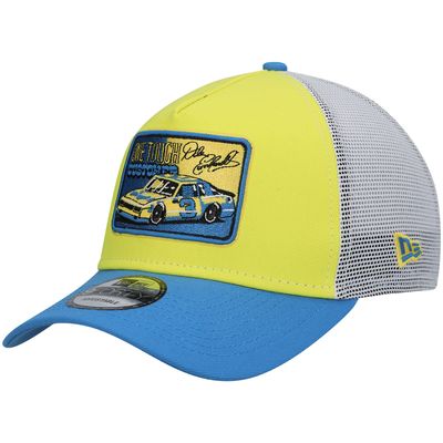 Men's New Era Yellow/Royal Dale Earnhardt Legends 9FORTY A-Frame Trucker Snapback Hat