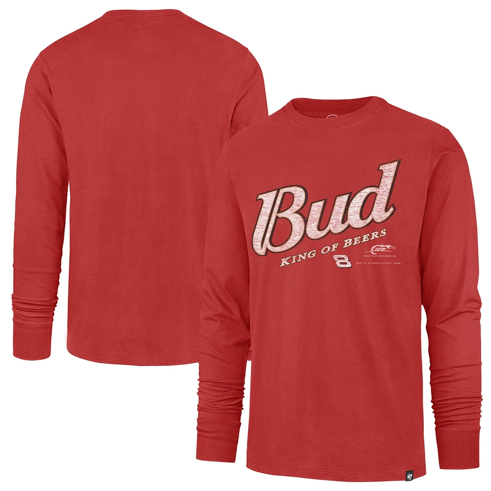 T-shirt à manches longues Budweiser Franklin pour homme, rouge, Dale Earnhardt Jr. '47