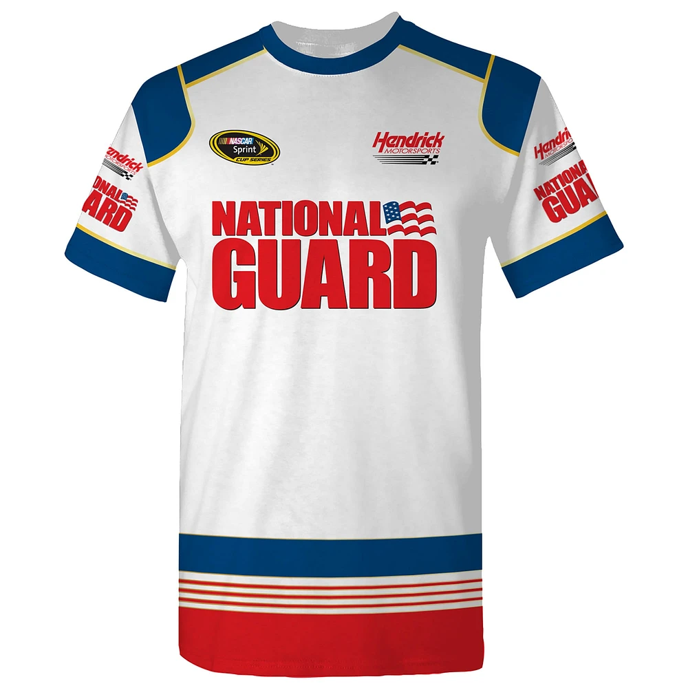 T-shirt blanc pour homme de la collection Hendrick Motorsports Team, Dale Earnhardt Jr., légende Garde nationale