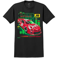 T-shirt officiel de l'équipe JR Motorsports pour homme avec voiture Budweiser Dale Earnhardt Jr. noir