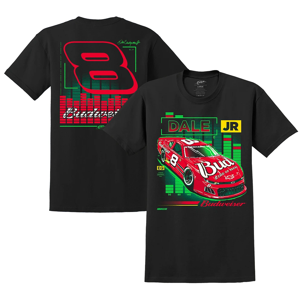 T-shirt officiel de l'équipe JR Motorsports pour homme avec voiture Budweiser Dale Earnhardt Jr. noir