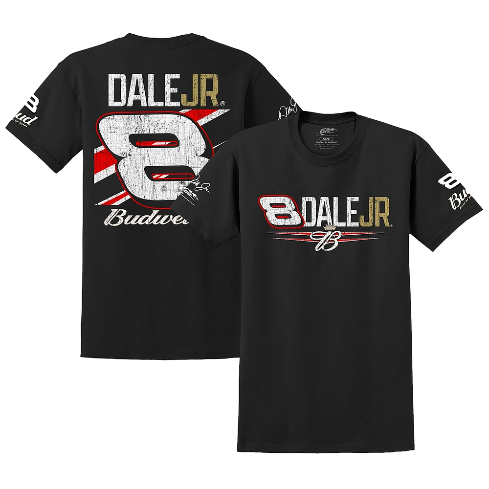 T-shirt officiel de l'équipe JR Motorsports pour homme, noir, avec logo Dale Earnhardt Jr. Budweiser