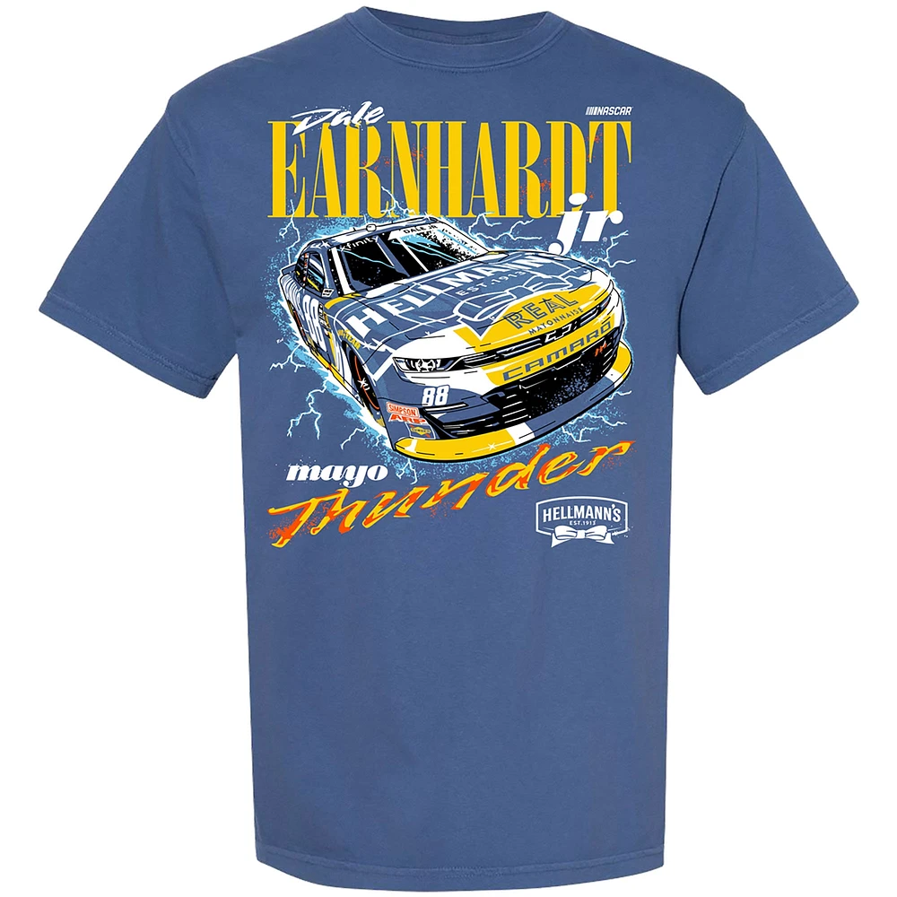 T-shirt officiel de l'équipe JR Motorsports pour hommes Blue Dale Earnhardt Jr. Hellman's Thunder