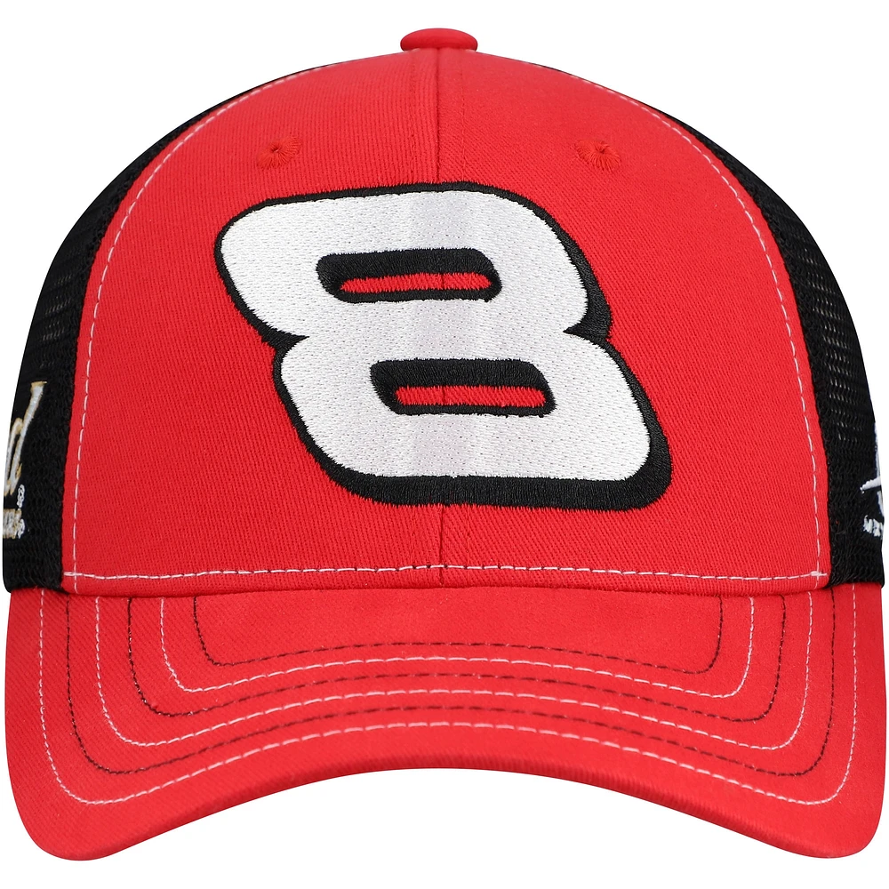 Vêtements officiels de l'équipe JR Motorsports pour hommes, casquette ajustable rouge/noire Dale Earnhardt Jr. Budweiser Big #8