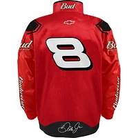 Vêtements officiels de l'équipe JR Motorsports pour hommes Veste à boutons-pression rouge Dale Earnhardt Jr. Budweiser Uniform