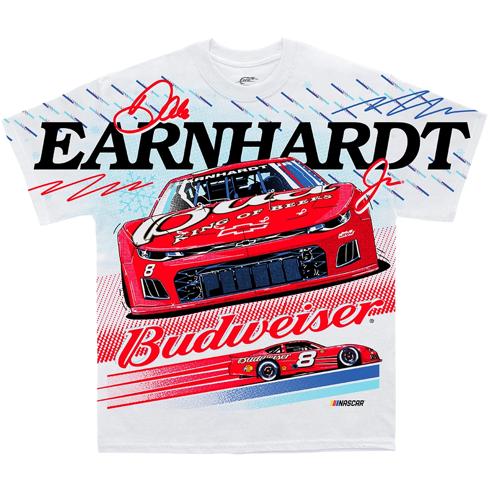 Men's JR Motorsports Official Team Apparel  White Dale Earnhardt Jr. Budweiser Breaking Ice T-Shirt