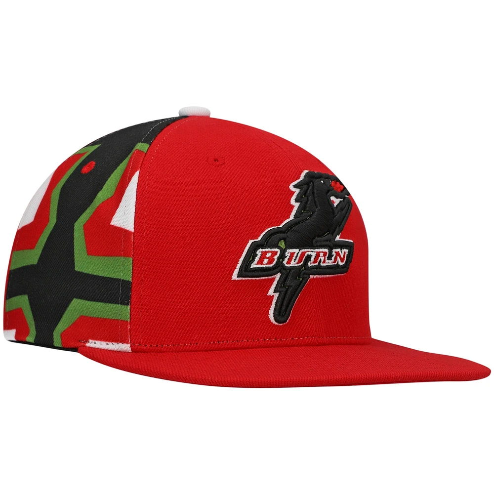 Men's Mitchell & Ness Red Dallas Burn Historic Logo Since '96 Jersey Hook Snapback Hat