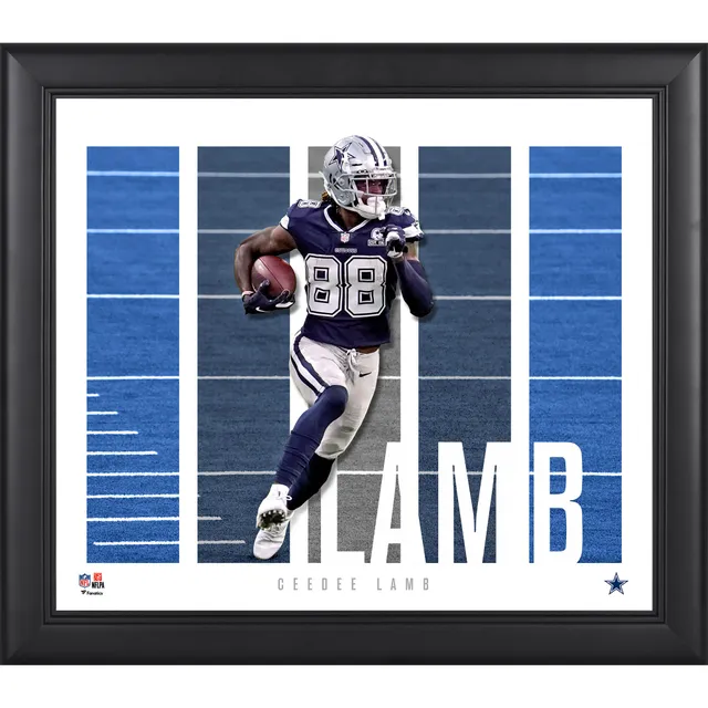 Cowboys CeeDee Lamb Signed White Panel Logo Football Fanatics