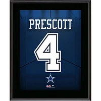 Plaque de joueur sublimée avec numéro de maillot des Cowboys de Dallas de Dak Prescott 10,5" x 13"