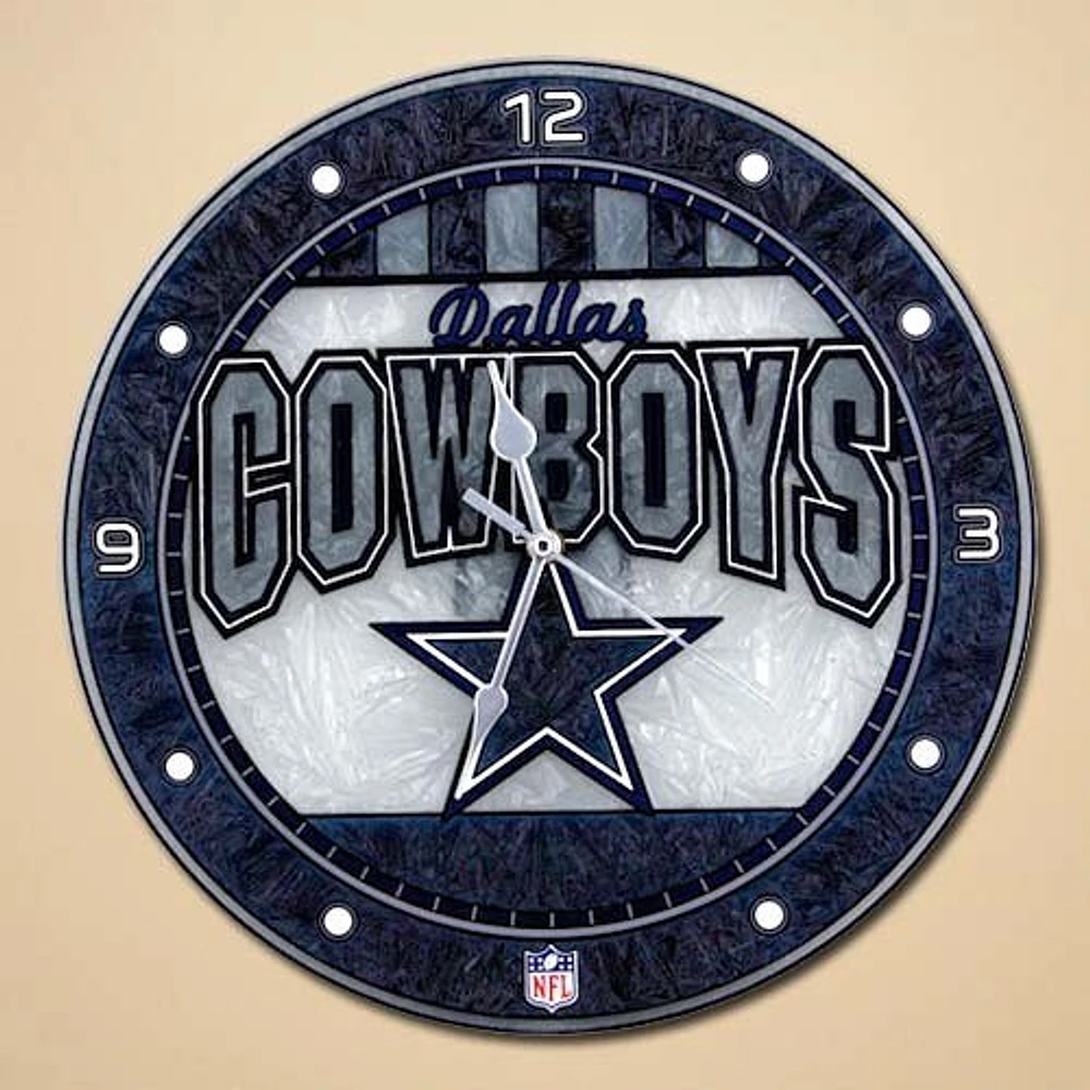 Horloge murale en verre artistique de 12 po Dallas Cowboys