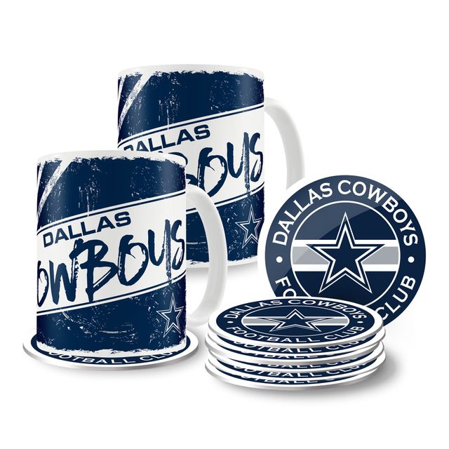 Cowboys de Dallas 15oz. Tasses et sous-verres classiques - Ensemble