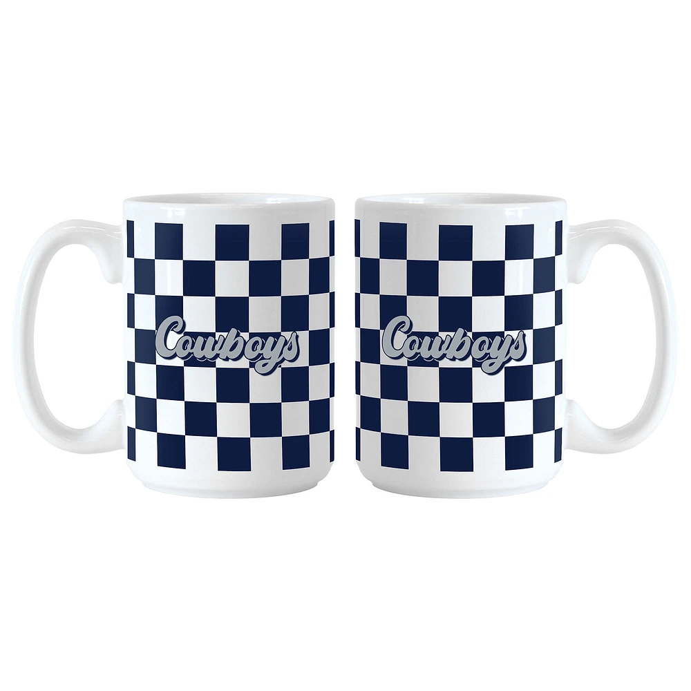 Lot de 2 tasses à logo à carreaux Dallas Cowboys de 15 oz