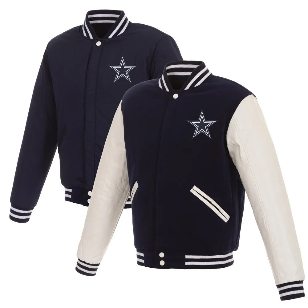 Men's New Era Navy/White Dallas Cowboys Fleece Retro Joe Pullover