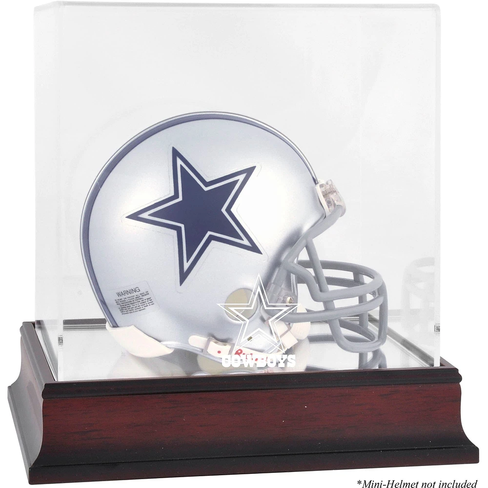 Vitrine pour mini-casque avec logo en acajou des Cowboys de Dallas