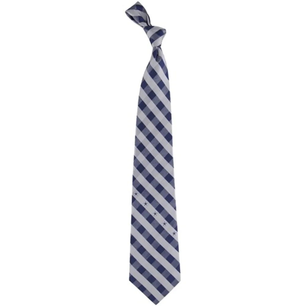 Lids Dallas Cowboys Woven Checkered Tie - Navy Blue/Gray