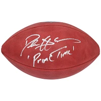 Ballon de football en couleur autographié par Deion Sanders des Dallas Cowboys avec l'inscription « Primetime »