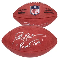 Ballon de football en couleur autographié par Deion Sanders des Dallas Cowboys avec l'inscription « Primetime »