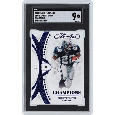 Emmitt Smith Dallas Cowboys 2022 Panini Flawless Sapphire Champions #SBC-5 #6/7 SGC Authenticated 9 Card