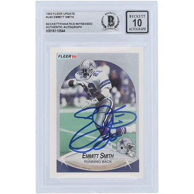 Carte de recrue autographiée de 1990 de Emmitt Smith Dallas Cowboys #U-40 Beckett Fanatics a été témoin d'une mise à jour authentifiée de 10