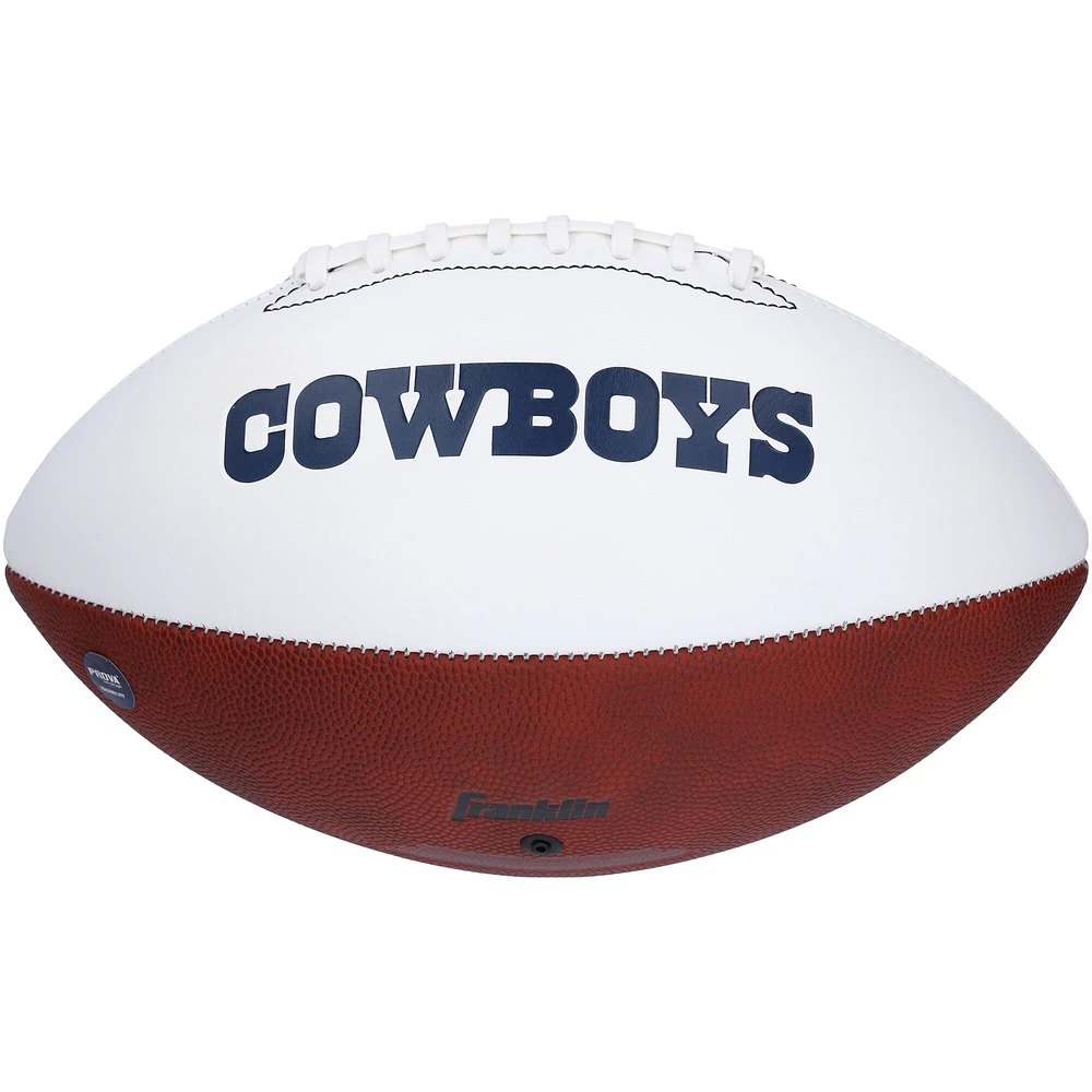 Ballon de football Franklin White Panel autographié par Emmitt Smith des Dallas Cowboys avec l'inscription « HOF 2010 »