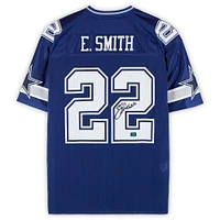 Emmitt Smith Dallas Cowboys Autographed Mitchell and Ness Blue Authentic Jersey with "HOF 2010" Inscription