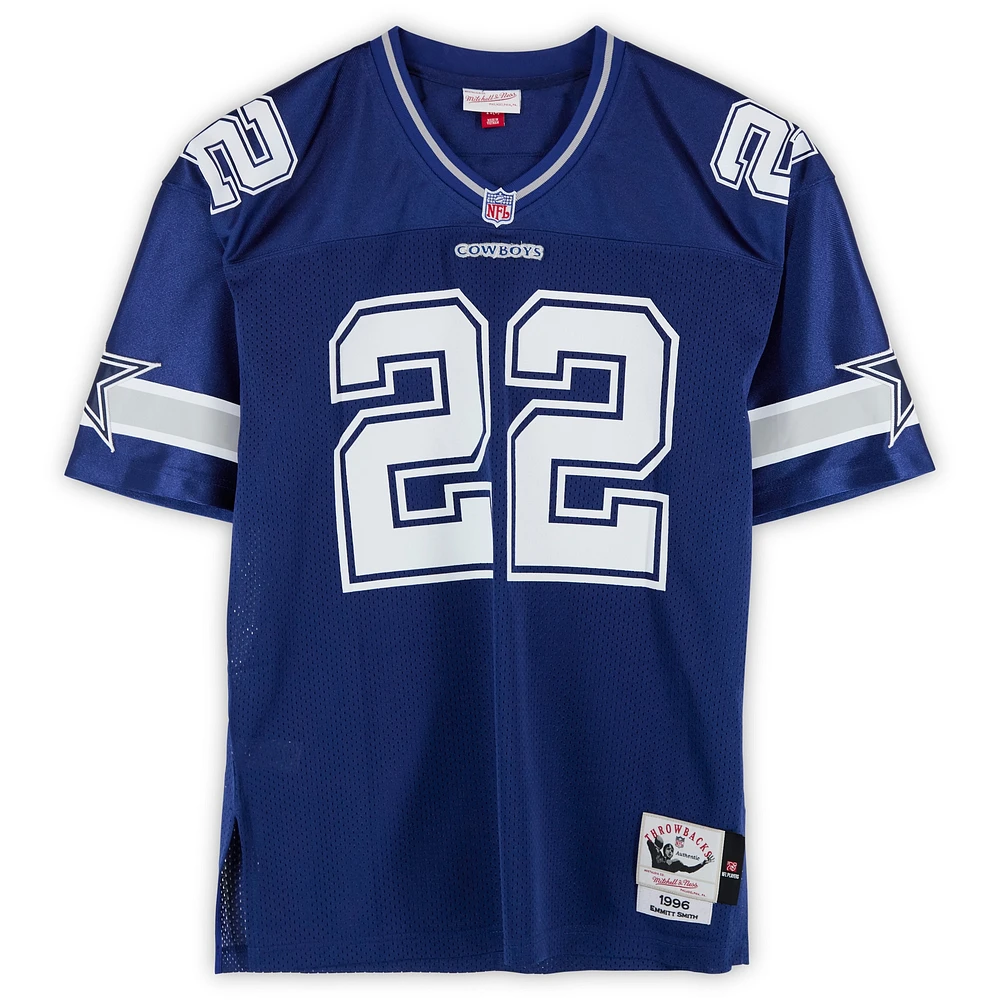 Emmitt Smith Dallas Cowboys Autographed Mitchell and Ness Blue Authentic Jersey with "HOF 2010" Inscription