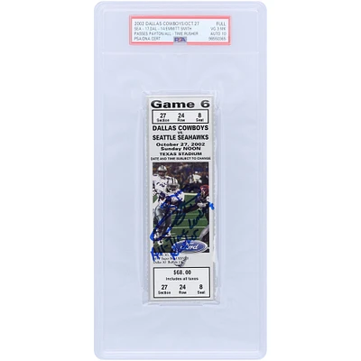 Passes autographiées d'Emmitt Smith Dallas Cowboys Walter Payton devient le meilleur rusher de tous les temps de la NFL Billet authentifié PSA 3/10 du 27 octobre 2002 avec l'inscription « All-Time Leading Rusher »