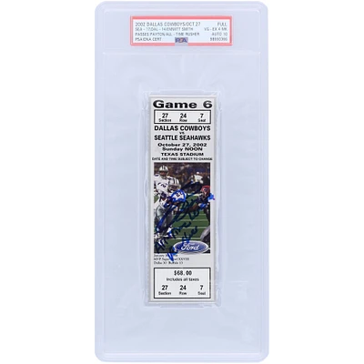 Emmitt Smith Dallas Cowboys Autographed Passes Walter Payton to become the NFL's all-time leading rusher PSA Authenticated 4/10 Ticket from October 27, 2002 with "All-Time Leading Rusher" Inscription