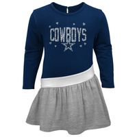 Girls Infant Navy/Heather Gray Dallas Cowboys Heart to Jersey Tri-Blend Dress