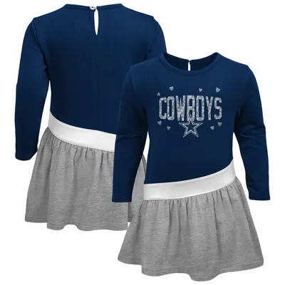 Robe en jersey à trois mélanges cœur des Cowboys de Dallas bleu marine/gris chiné pour bébé fille