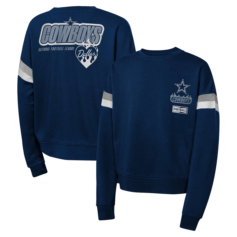 Girl's Navy Dallas Cowboys Eternal Love Pullover Sweatshirt