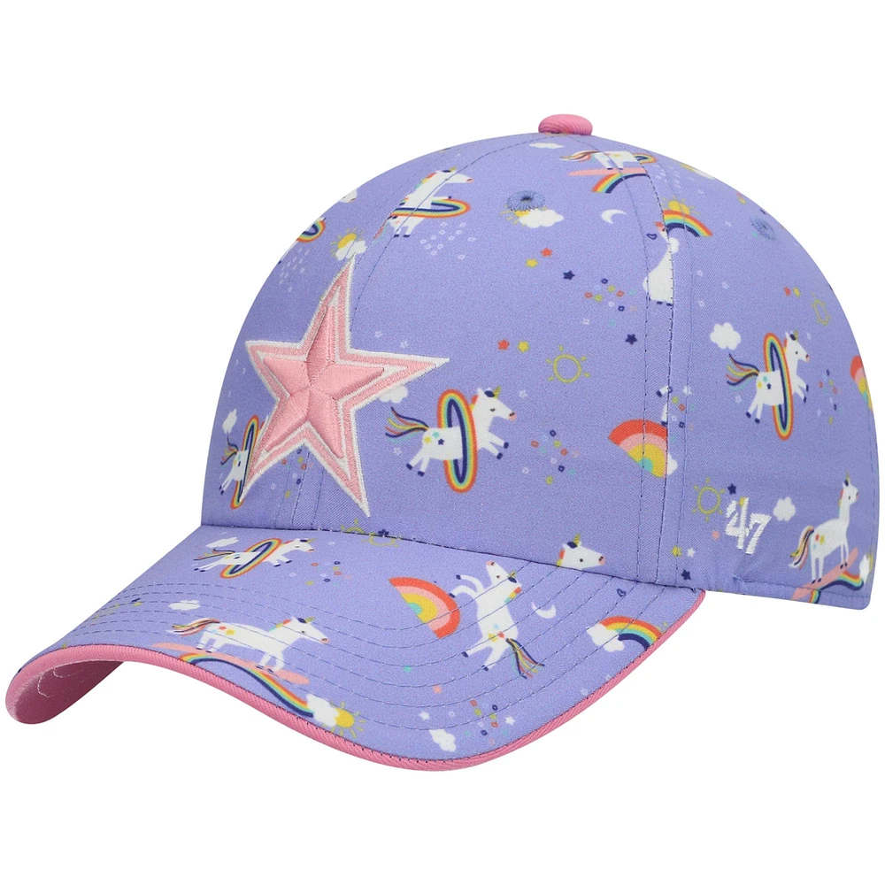 Girls Preschool '47 Purple Dallas Cowboys Unicorn Clean Up Adjustable Hat