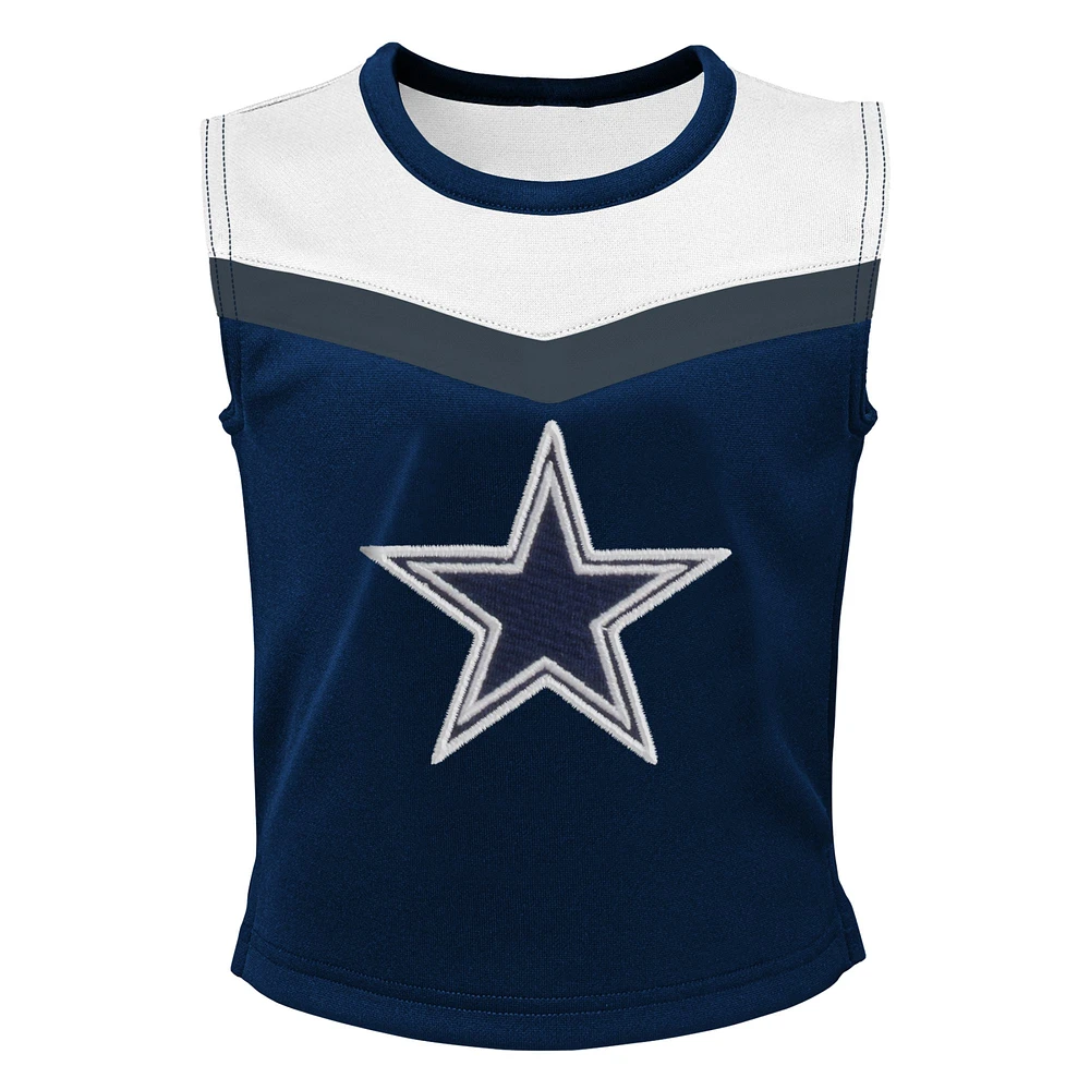 Girls Preschool Navy Dallas Cowboys Spirit Cheerleader Two-Piece Set with Bloomers