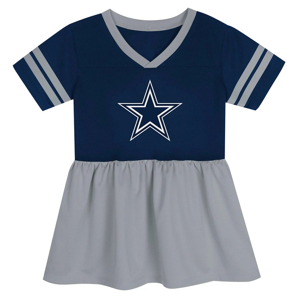 Robe en jersey bleu marine pour filles d'âge préscolaire avec lumières du stade des Cowboys de Dallas