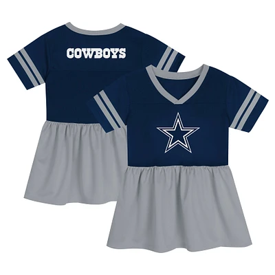 Robe en jersey bleu marine pour filles d'âge préscolaire avec lumières du stade des Cowboys de Dallas