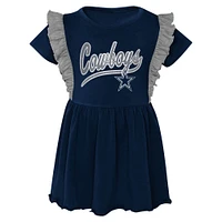 Robe tri-mélange trop mignonne Dallas Cowboys bleu marine pour fille d'âge préscolaire