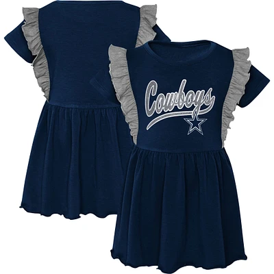 Robe tri-mélange trop mignonne Dallas Cowboys bleu marine pour fille d'âge préscolaire