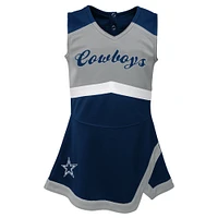 Filles préscolaire bleu marine Dallas Cowboys deux pièces Cheer Captain Jumper robe avec Bloomer ensemble