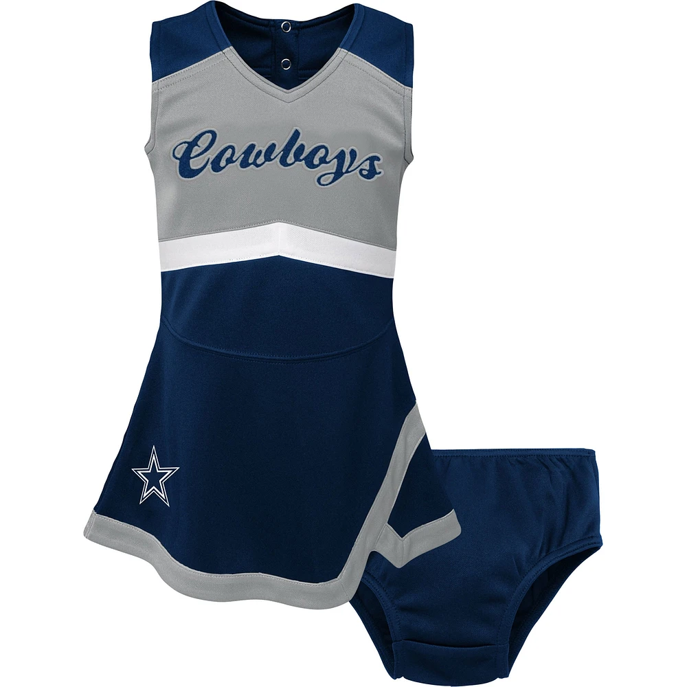 Girls Toddler Navy Dallas Cowboys Cheer Captain Dress with Bloomers